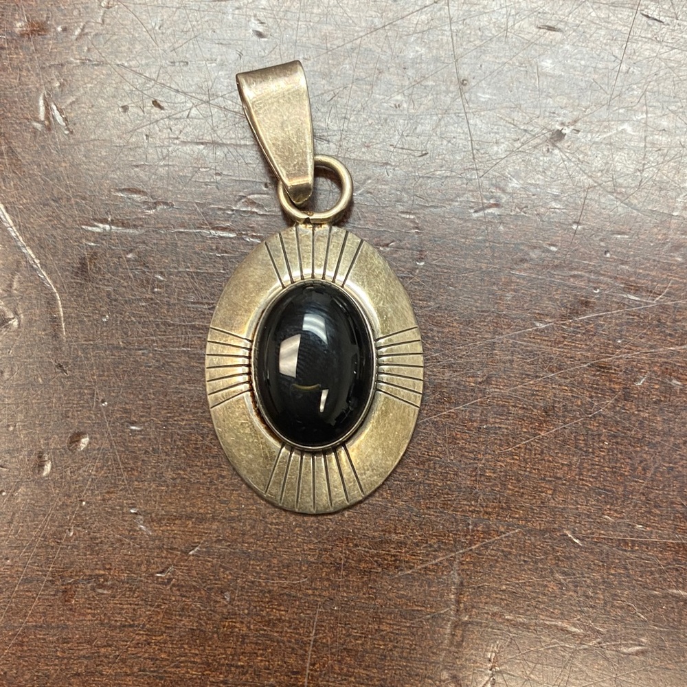 Navajo Ella Peter Black Onyx Sterling Silver Pendant